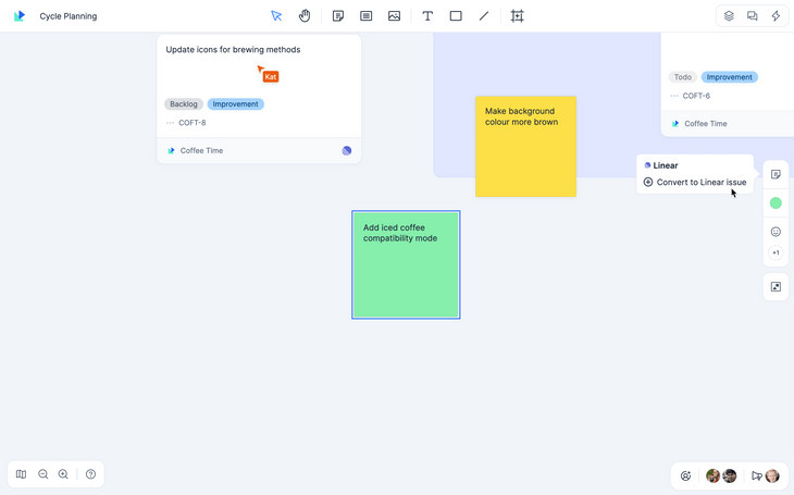 Convert a sticky note into a Linear issue using Qualdesk